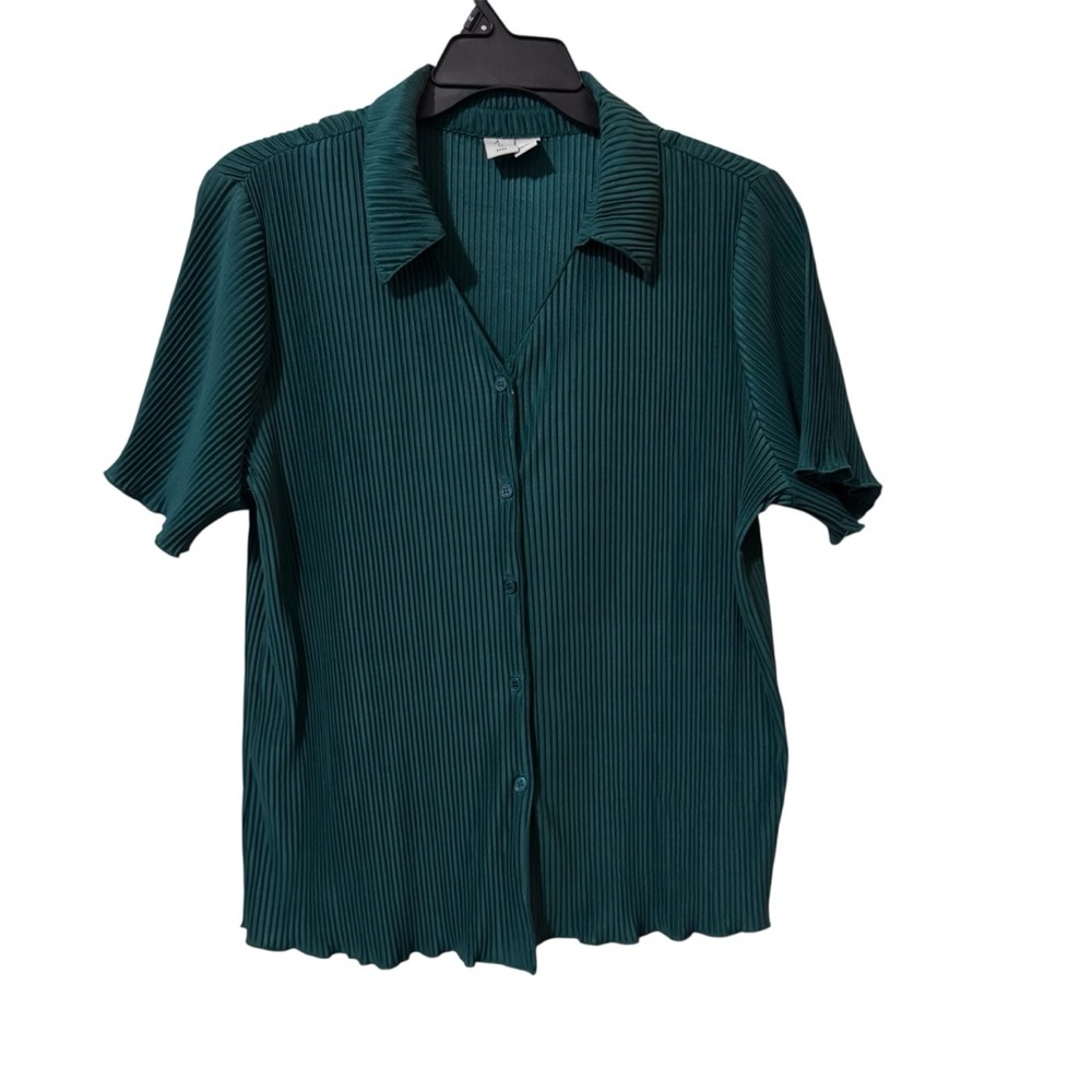 Joie Teal Button-Down plisse Shirt size L